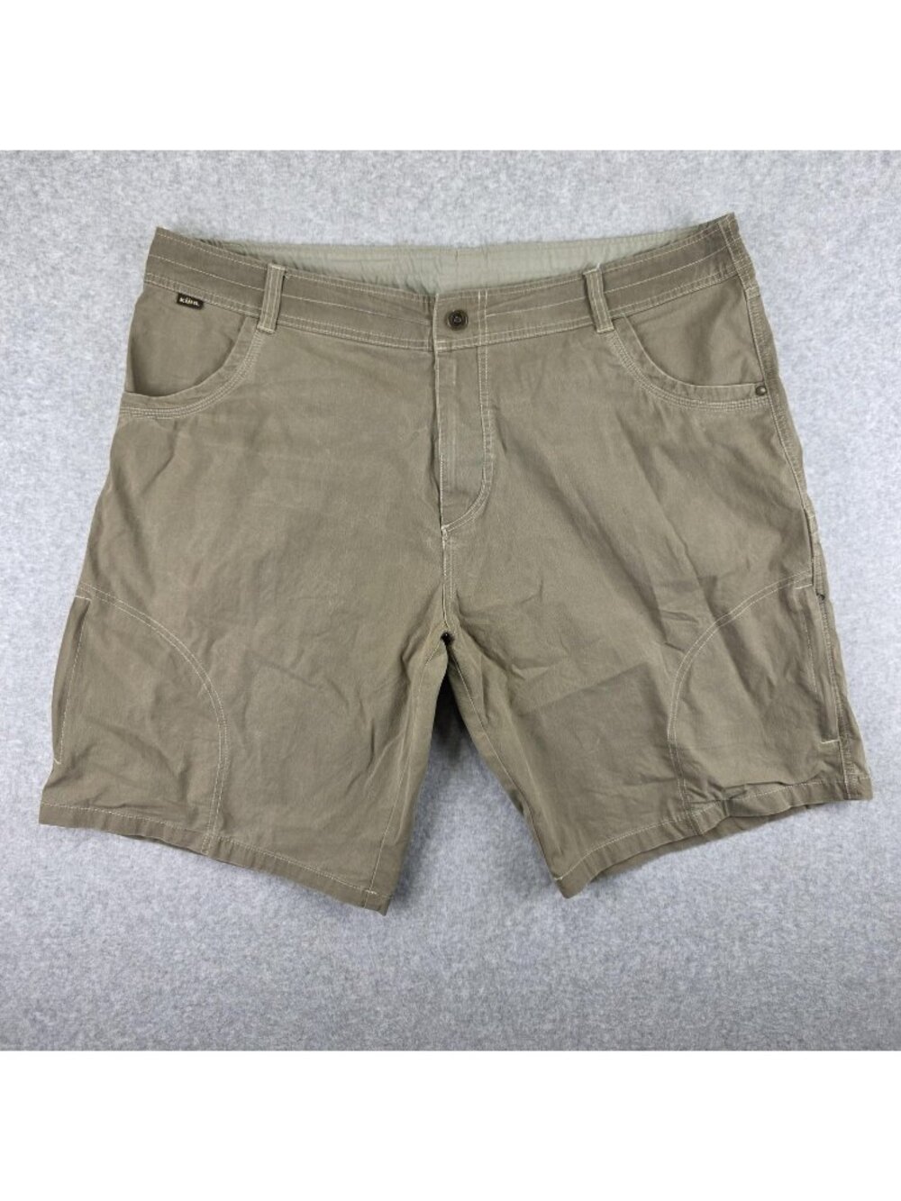 Kuhl Revolvr Shorts Mens 42 Green Utility Hiking Outdoor Travel 11in Stretch